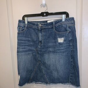 Fashion Bug Distressed Denim MIDI Skirt Size 14